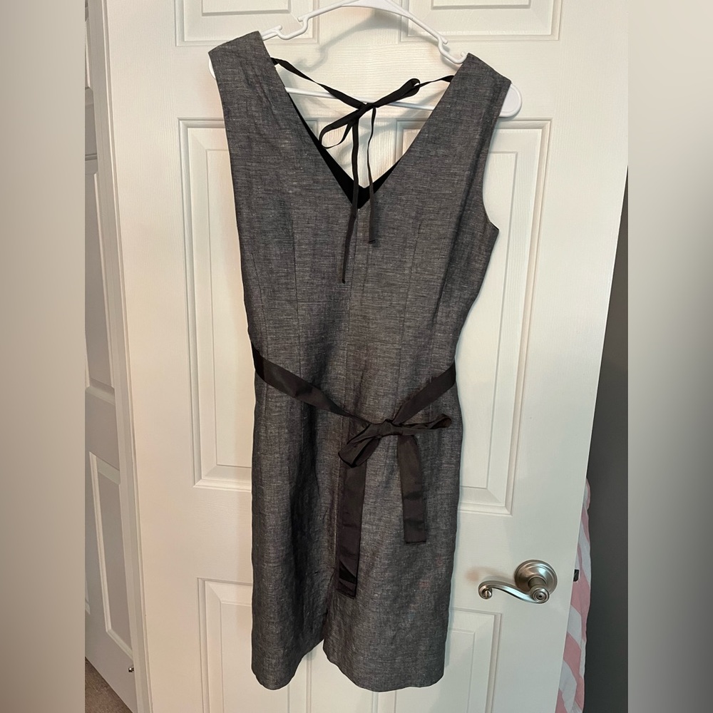 Limited Linen Grey Dress With Pockets And Ties.  Size 4